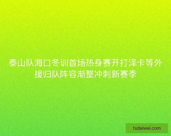泰山队海口冬训首场热身赛开打泽卡等外援归队阵容渐整冲刺新赛季