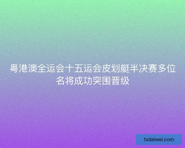 粤港澳全运会十五运会皮划艇半决赛多位名将成功突围晋级